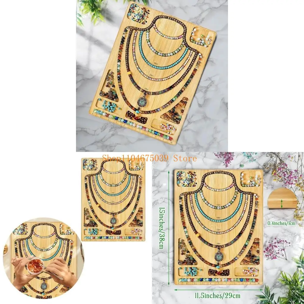 

5asd Wooden Bead Design Board Beading Design Tray for DIY Bracelet Necklace Jewelry