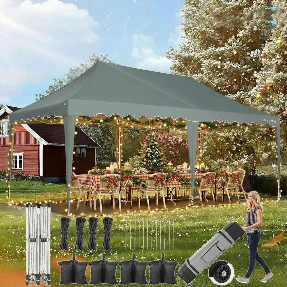 

Портативная уличная палатка серого цвета 20x10 футов с сумкой на колесах для мероприятий, свадеб и кемпинга