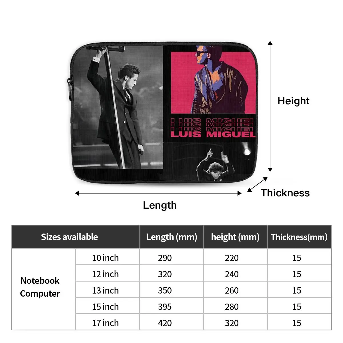Luis Miguel Singer Notebook Laptop Bag Case Pouch 10 12 13 15 17 Inch For Macbook Air Pro Tablet Shockproof Case Bag