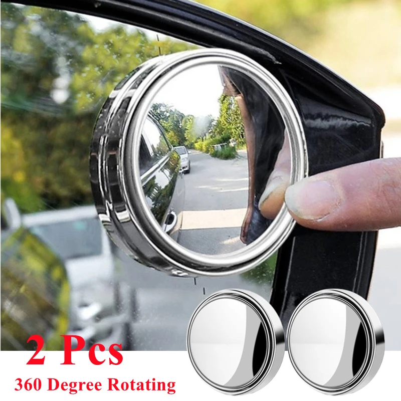 2Pcs Car Round Frame Convex Blind Spot Mirror 360 Degree Wide-angle Rearview Auxiliary Mirror Safety Driving Rear View Mirror 4.