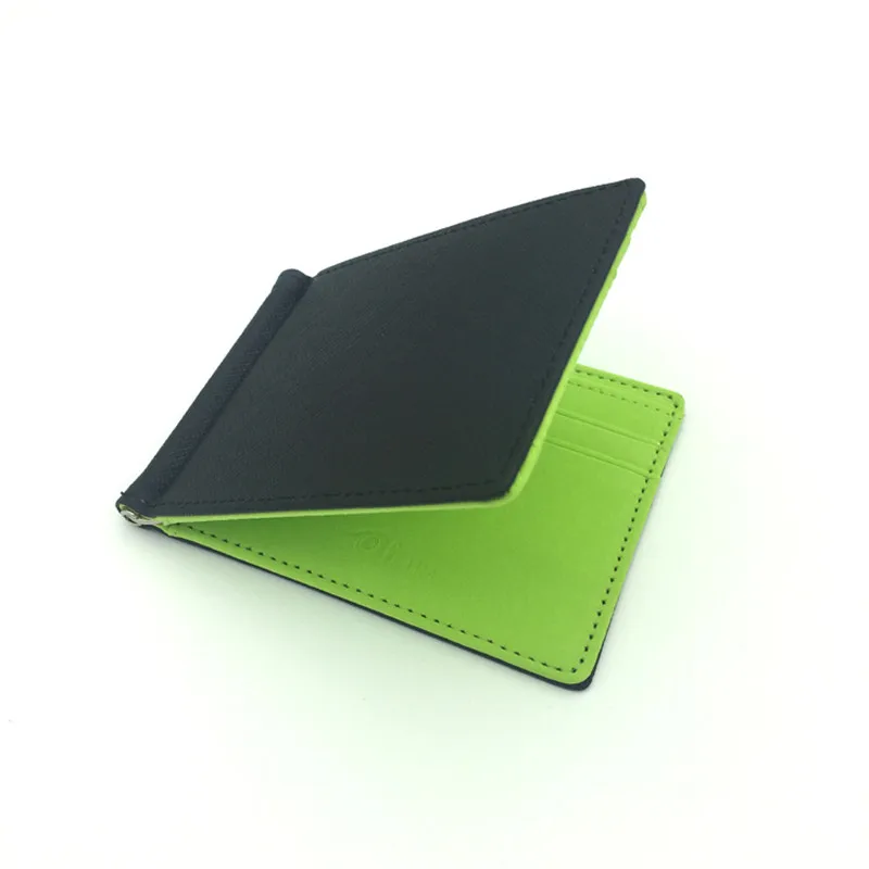 Nueva marca de billeteras de cuero con Clip para hombre, abrazadera de Metal sólido, soporte para efectivo, monedero delgado para mujer y hombre, funda para tarjetas de crédito