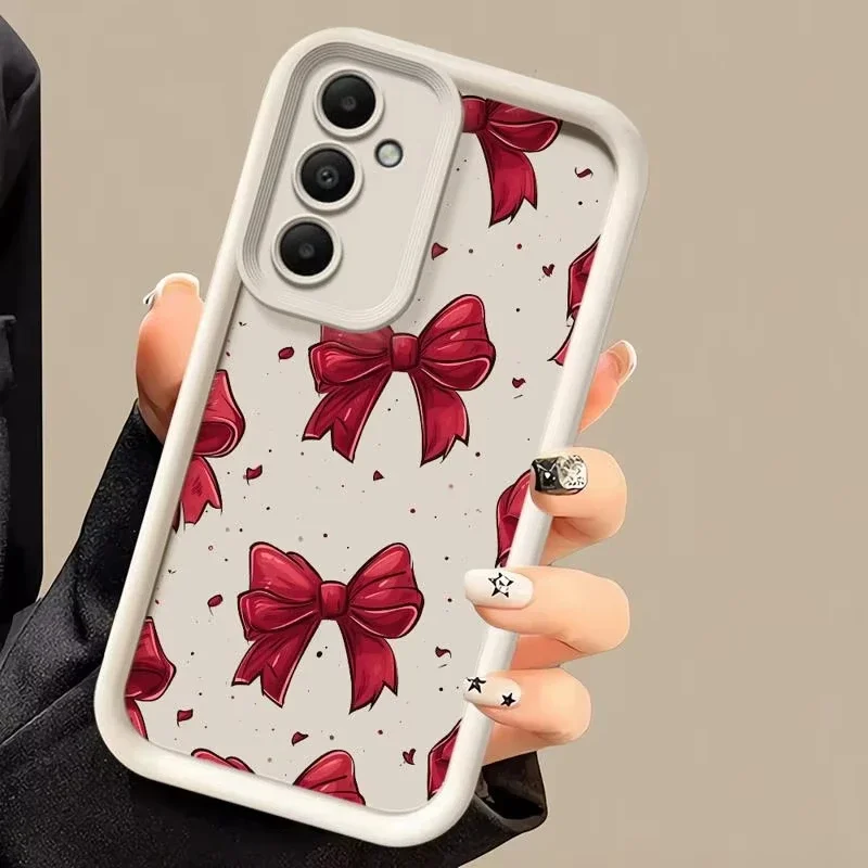 Luxury Red Bow For Samsung Galaxy Case S24 S23 S22 S21 Ultra Plus Fe A55 A54 A53 A52 A35 A25 A15 A14 5G Phone Y2k Cover - náhled 3