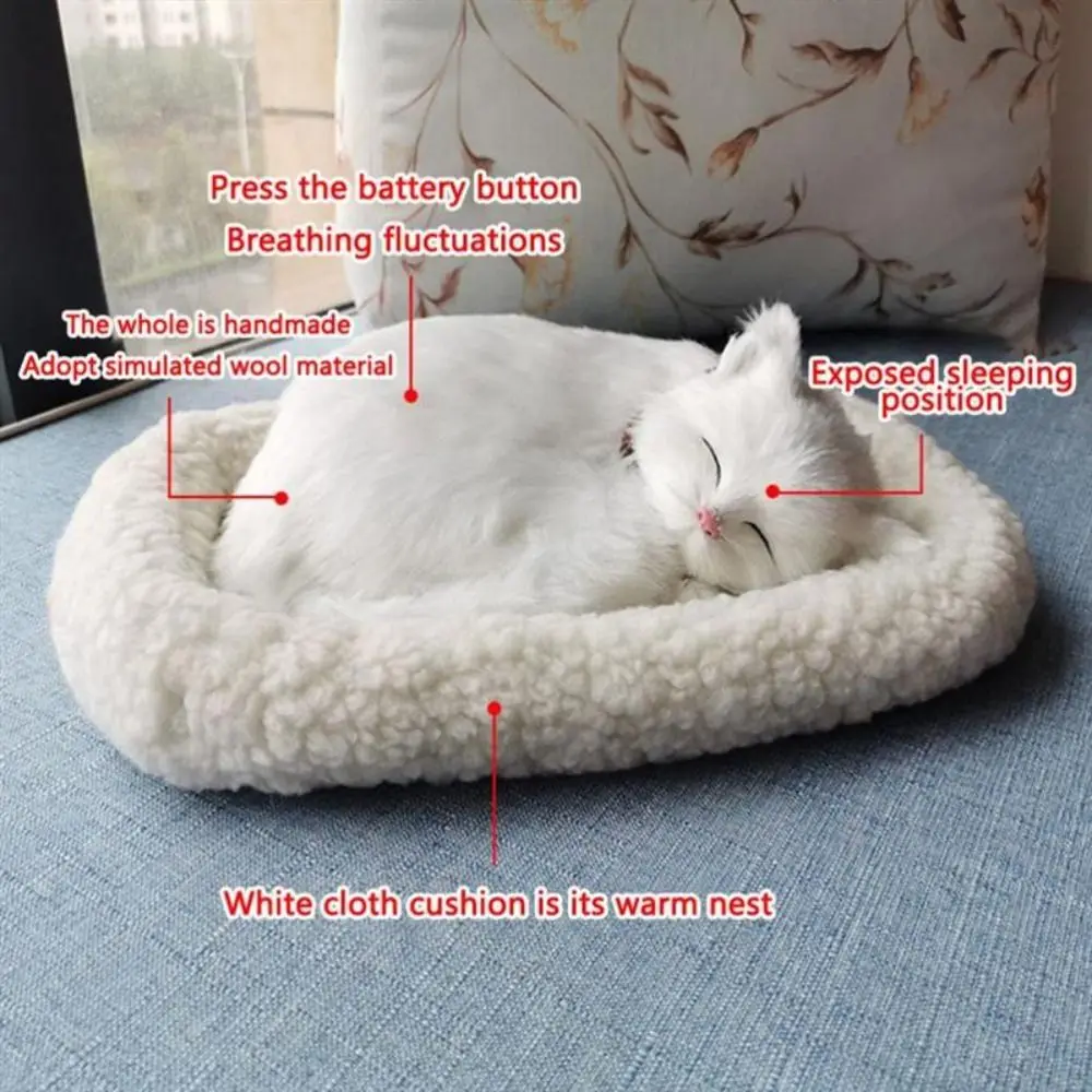 Sleeping Dog Car Interior Decoration Home Decor Breathing Cat Electronic Pet Stuffed Toy Plush Ornament Simulation Animal