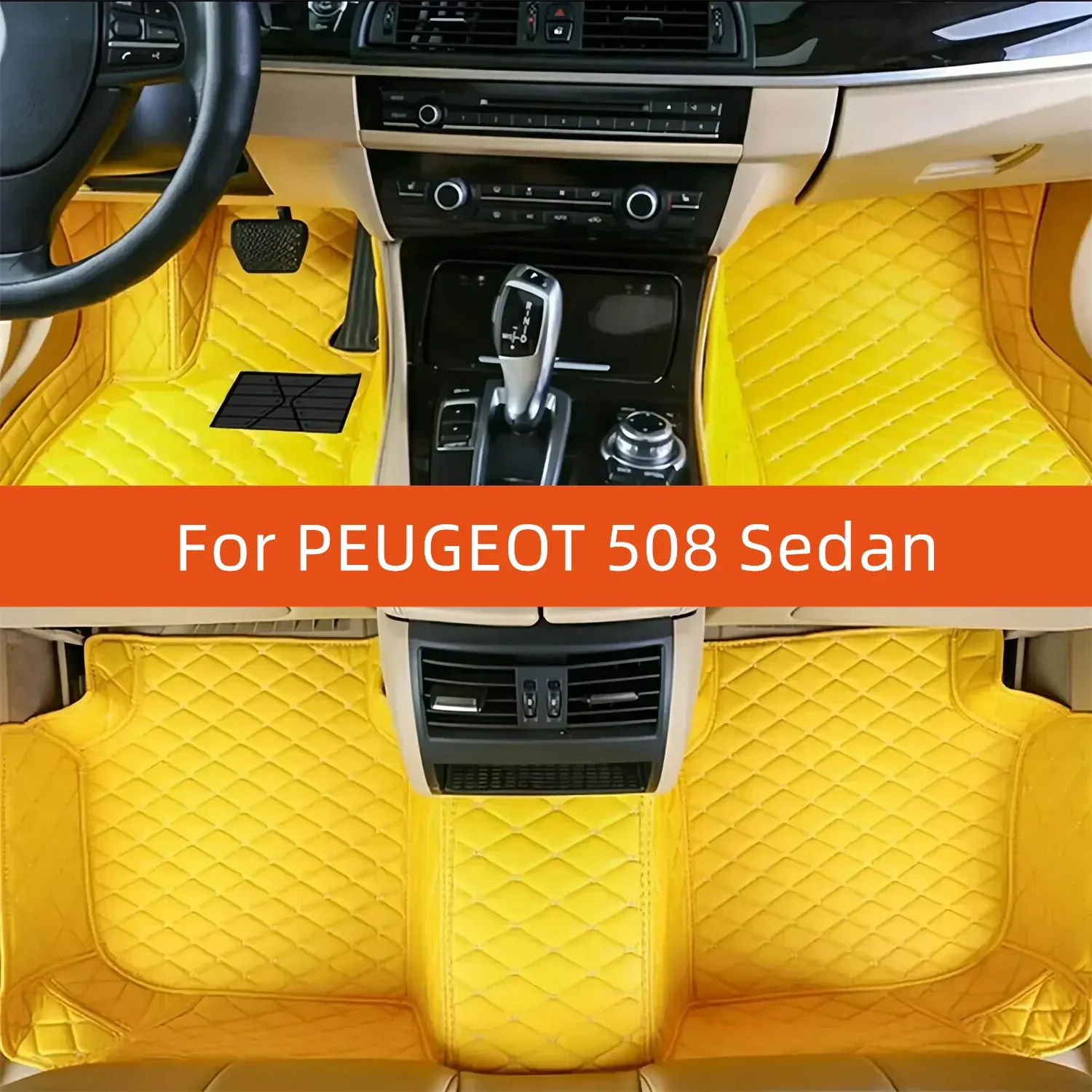 Custom Leather Car Floor Mat For PEUGEOT 508 Sedan 2020 2021 2022 2023 2024 2025 2026 2027 Car Mat Interior Accessories