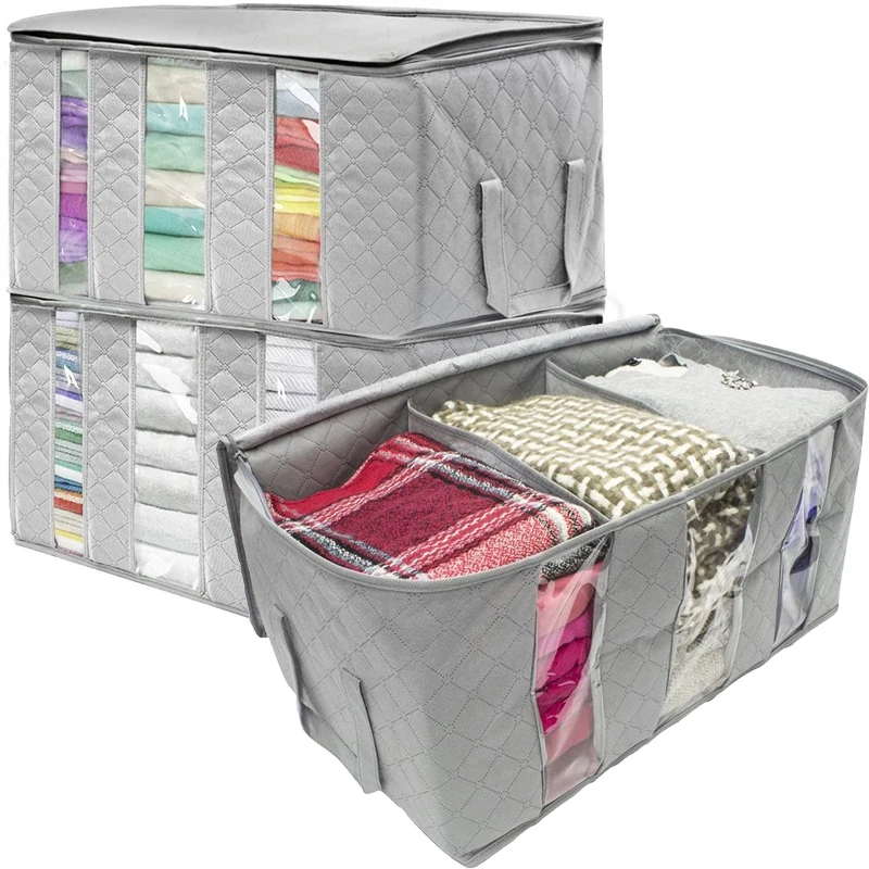 

1pc Large Blanket Clothes Organization Storage Large Capacity Storage Bags Containers for Comforters,Bedding, Foldable Organizer