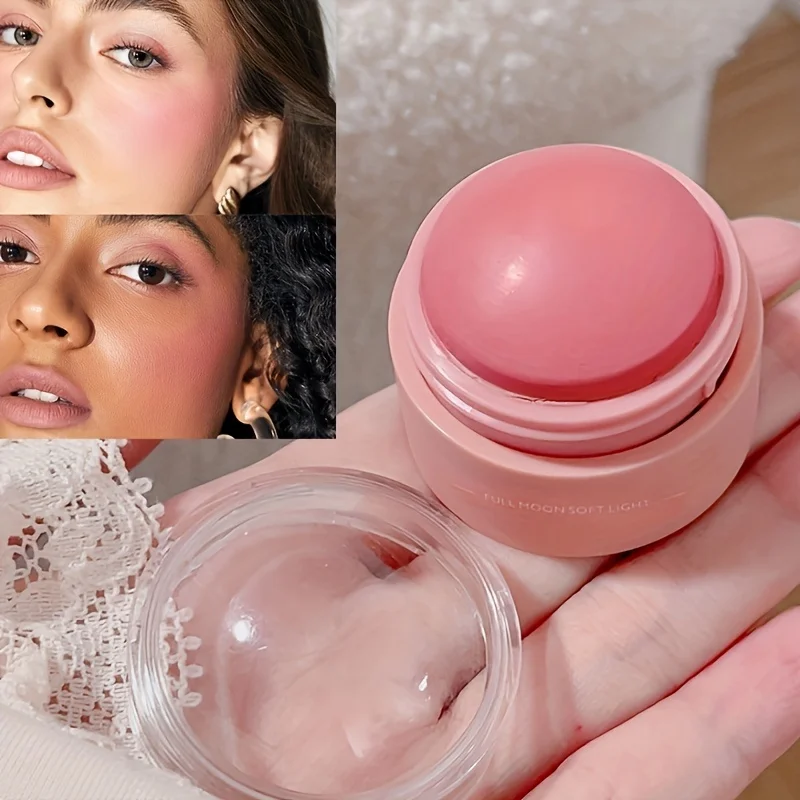 Boule de fard à joues crème, formule hautement pigmentée, finition semi-fatte et poudre, bâton de surbrillance de fard à joues de couleur mélangable pour les yeux, les lèvres et les joues