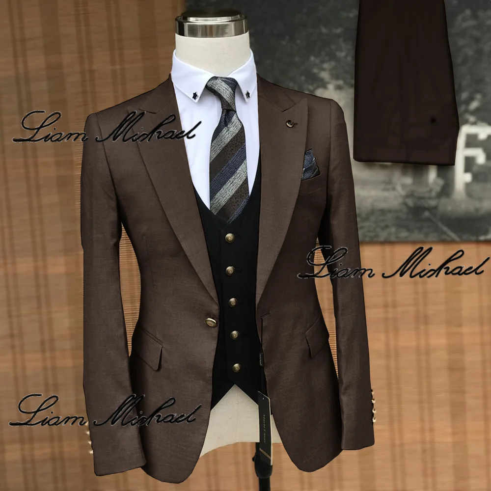 Tenue d'affaires formelle pour hommes, smoking de marié de mariage gris imbibé, ensemble de 3 pièces, veste et pantalon, robe de soirée en glaçage, vêtements personnalisés