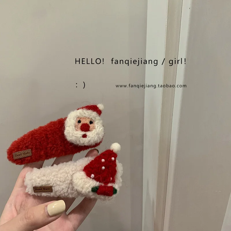 

2026 Christmas Lamb Wool Fluffy Hair Clip for Women Winter Occipital Side Bangs Clip Headwear Accessory
