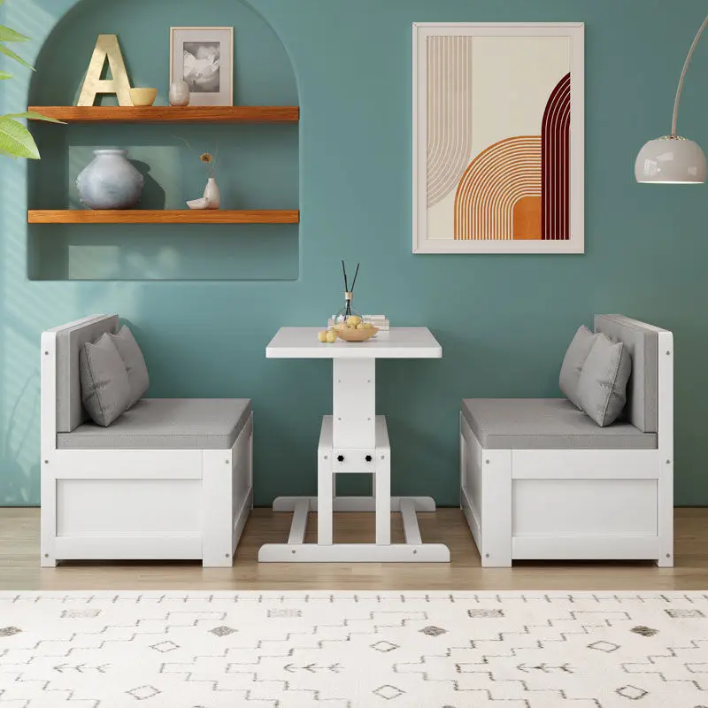 Solid wood sofa bed dual-purpose foldable with desk modern simple living room small apartment card seat multi-functional storage