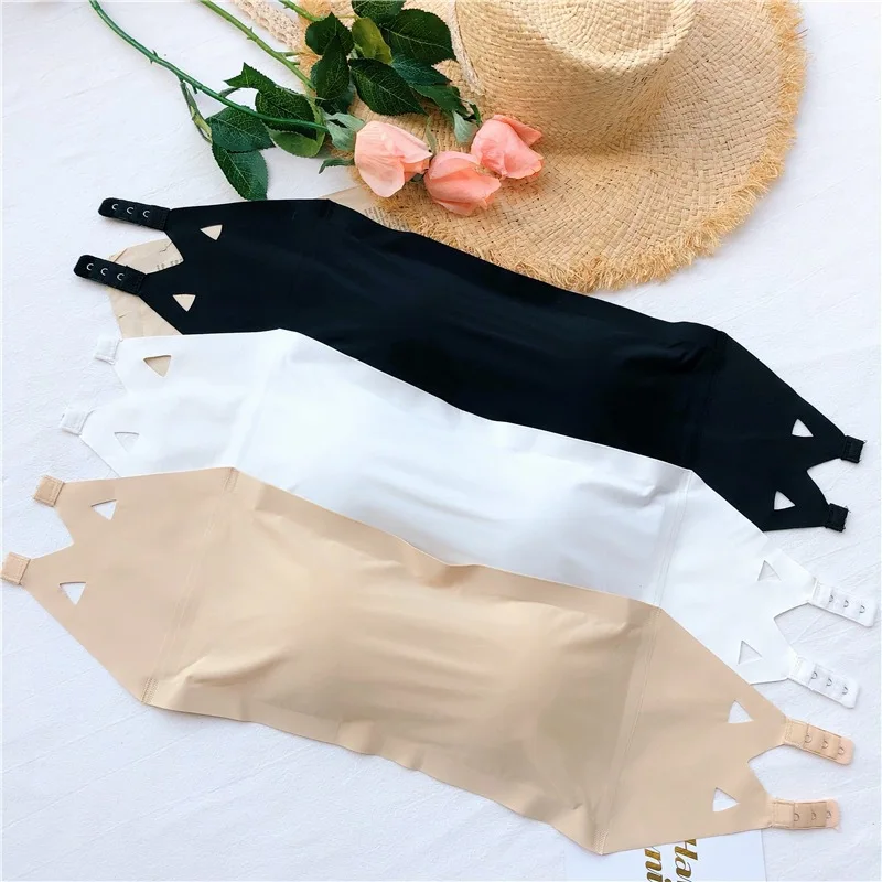 Black/White/Skin Womens Strapless Bra Bandeau Sexy Lingerie Seamless One-piece Tube Tops Women Removable Pads Intimates Basic