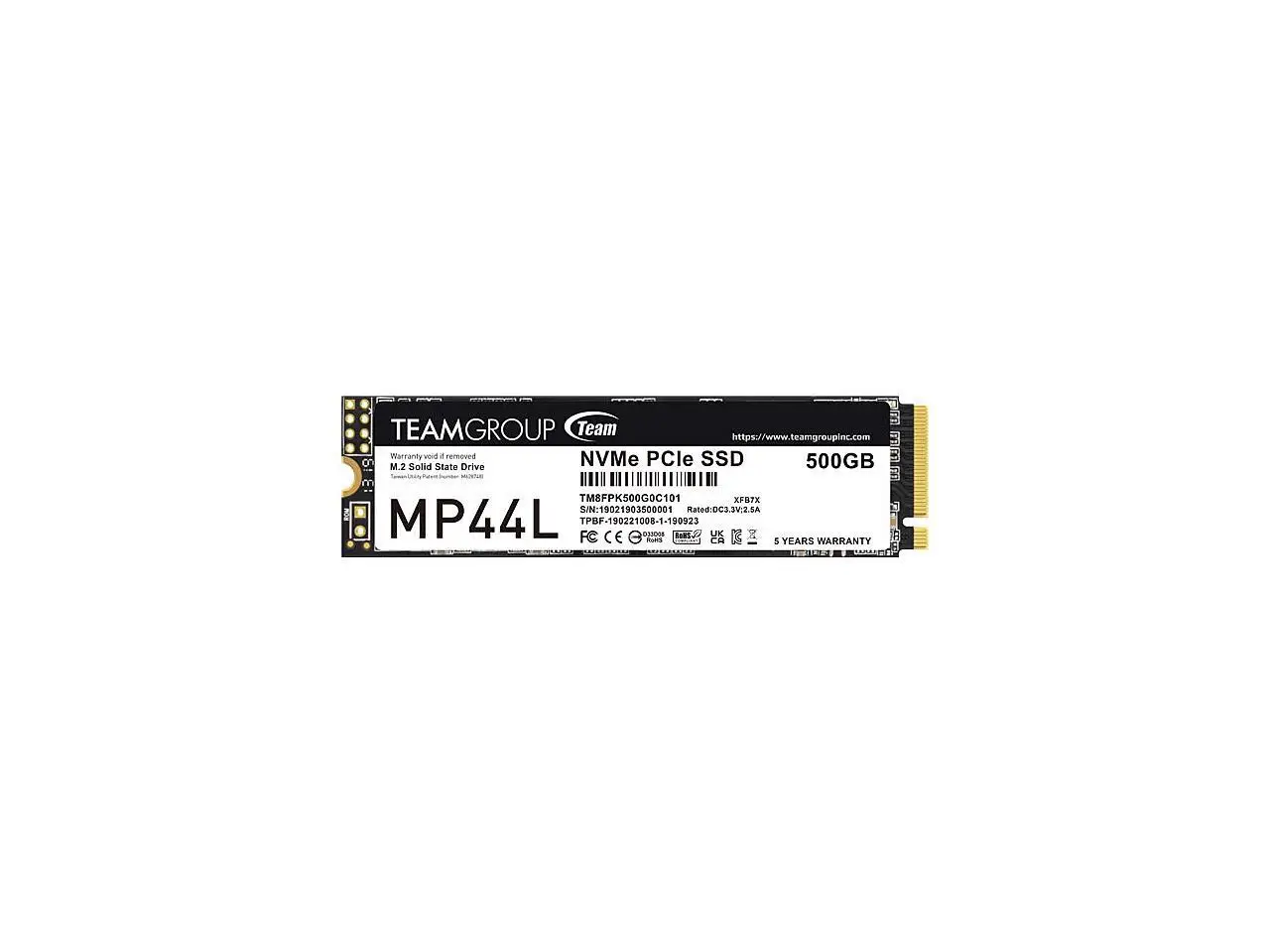 Unidade de Estado Sólido (SSD) Interna Team Group MP44L M.2 2280 500GB PCIe 4.0 x4 com NVMe 1.4 TM8FPK500G0C101