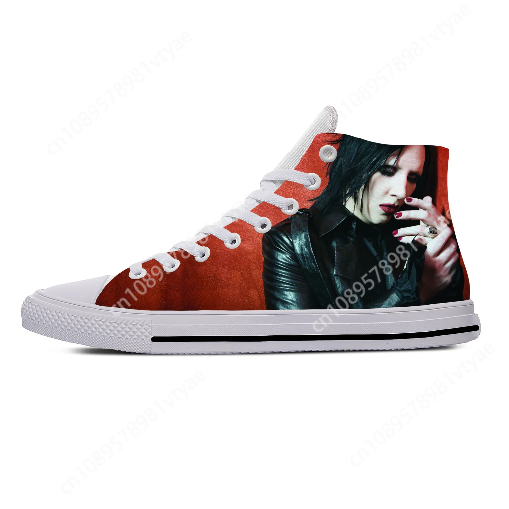 Rock Band Music Singer Marilyn Manson Cool Funny Casual Cloth Shoes High Top Lightweight Breathable 3D Print Men Women Sneakers