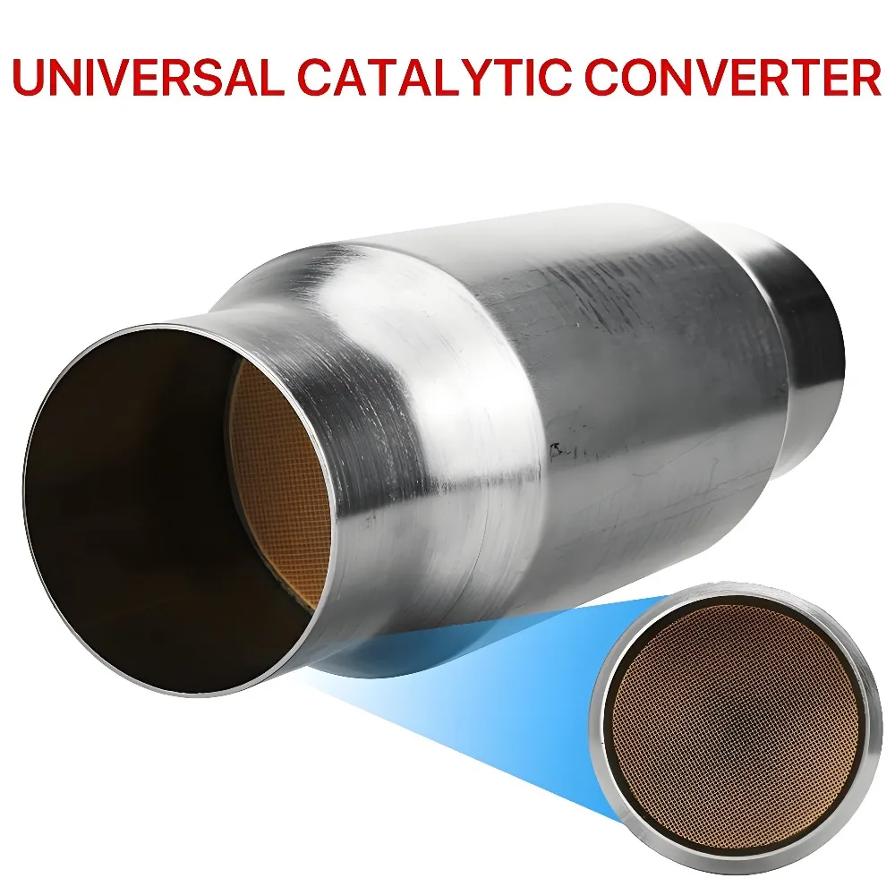 High Flow Universal Catalytic Converter 3 Inch Spun Type Metallic Core 200 400 Cell Euro 456 Performance Exhaust Manifold No CEL