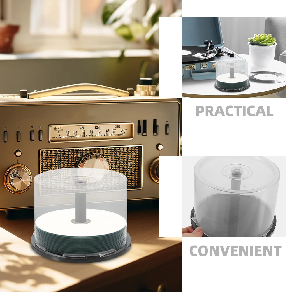 Cubo vacío redondo para CD, contenedor de plástico para almacenamiento de Dvd, contenedor de viaje