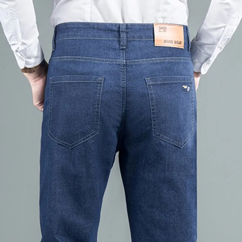 بنطال دينم كلاسيكي بقصة ضيقة للرجال كاجوال عصري بقصة ضيقة للتخسيس ريترو أزرق أسود لونين #3