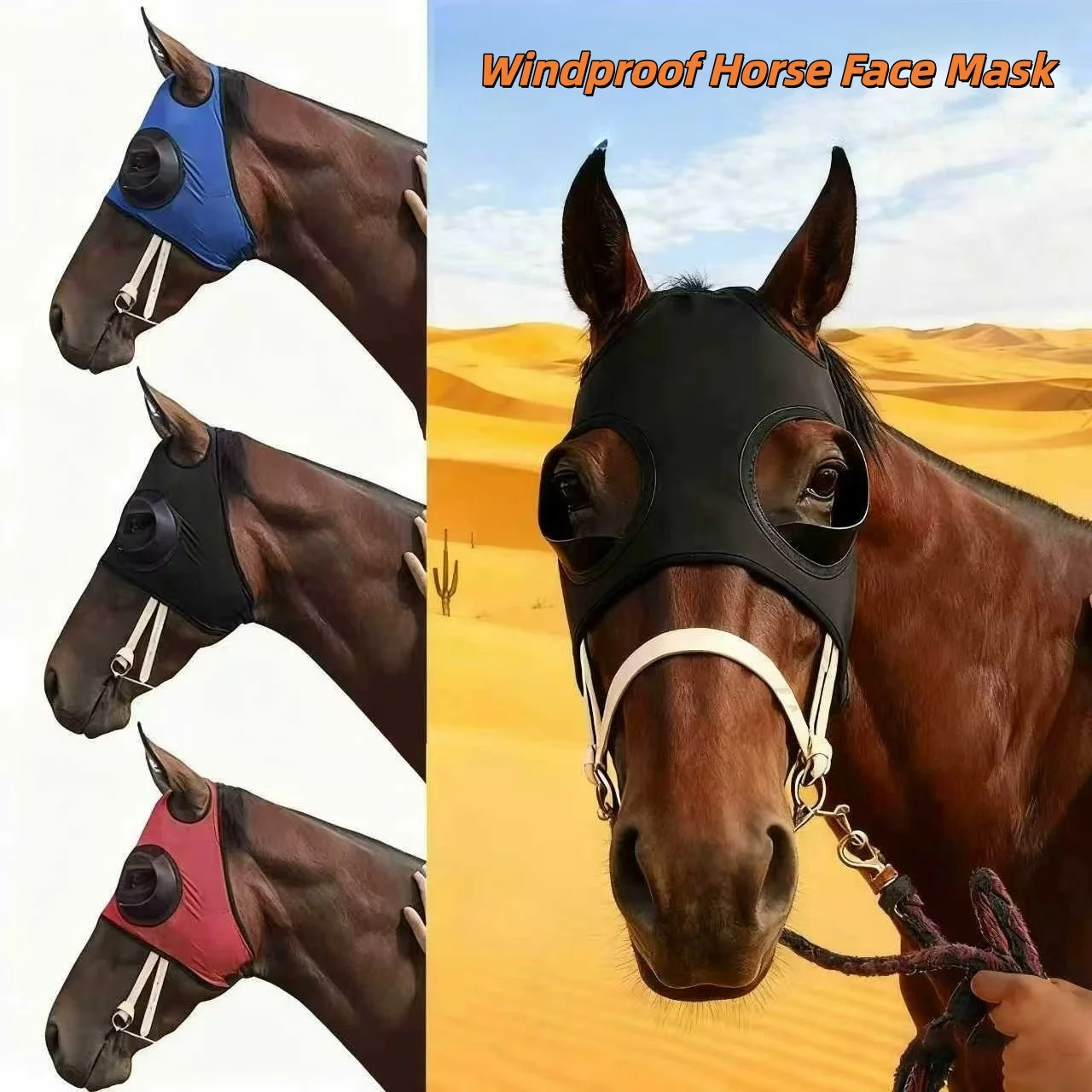 

New Horse Fly Mask Harness Supplies Horse Cover Windproof Eye Mask Speed Race Goggles Horse Head Cover Equestrian Accessories