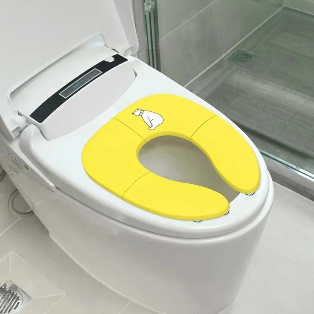 Universal Foldable Baby Travel Toilet Seat Washable Non-Slip Travel Potty Seat Cartoon Suction Cups Toilet Training Seat Travel