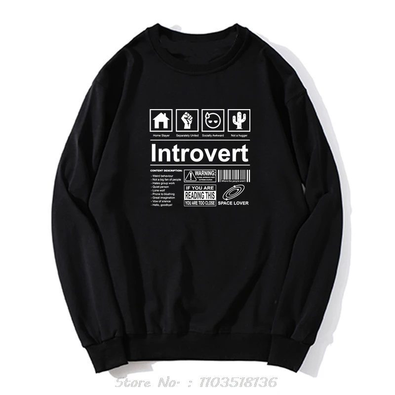 Introvert Logo Hoodie Humor Introverts Joke Introverted Gift Tops Casual Cotton Unisex Oversized Hoodie Clothing Sweatshirt