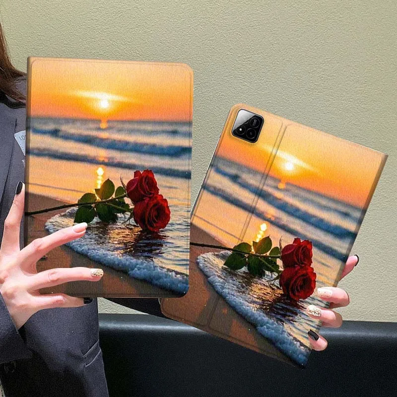 

Rose design illustration For Xiaomi Redmi Mi Pad 5 6 6s 7 SE Pro Max Ultra 12.4 12.5 14 inch Tablet Case