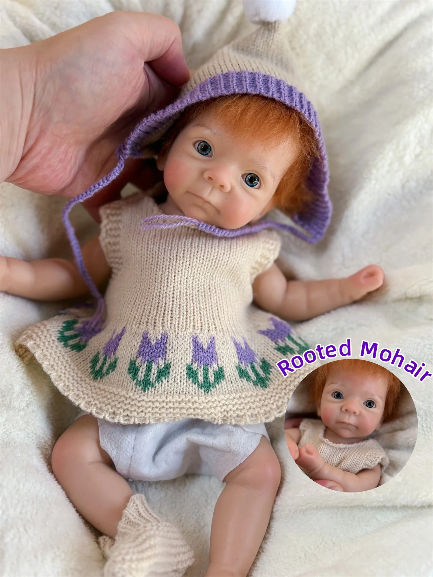 

10Inch Cute Open Eyes Silicone Reborn Girl Doll With Mohair Hair Very Soft Handmade Waterproof Reborn Doll For Children‘s Gift