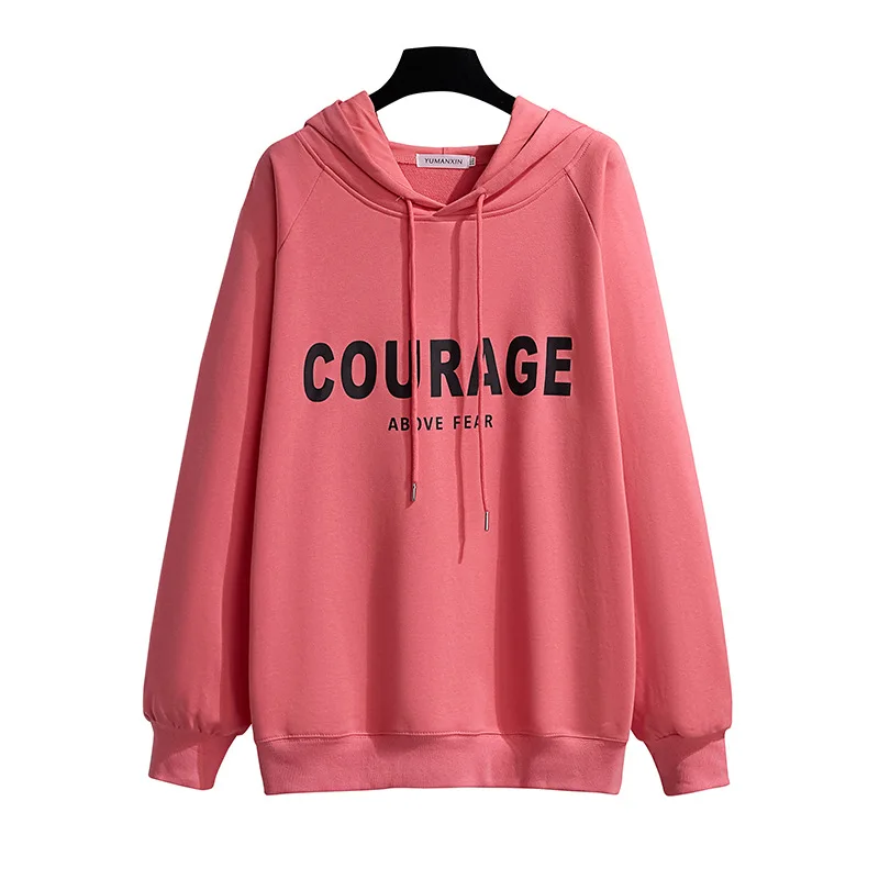 175 kg plus size dames buste 170 lente herfst losse letter hooded sweatshirt zwart rood wit 4XL 5XL 6XL 7XL 8XL 9XL