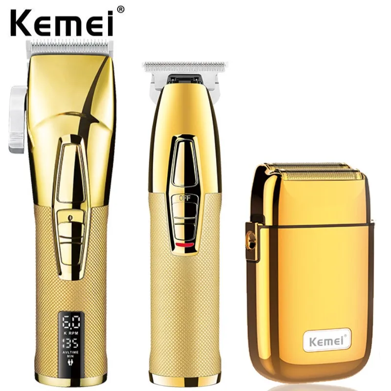 

Kemei Professional Hair Clipper Barber Haircut Kit Combos 0mm Hair Trimmer Finish Hair Cutting Machine Electric Shaver Men Razor