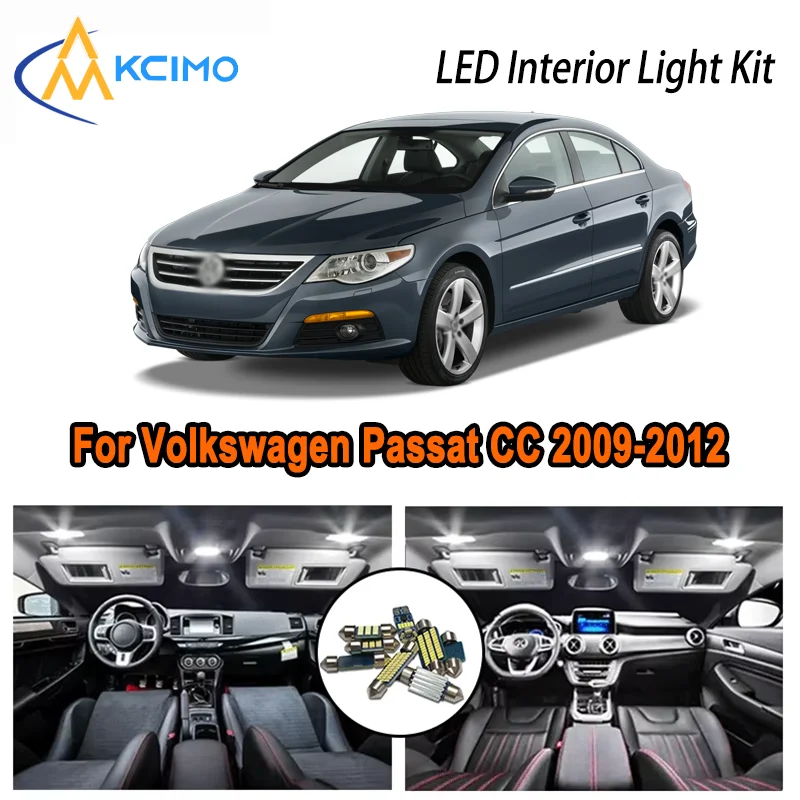 

Для Volkswagen Passat CC 2009-2012 2009 2010 2011 2022 светодиодный внутренний купол карта багажника комплект автомобильных светодиодных ламп Canbus без ошибок