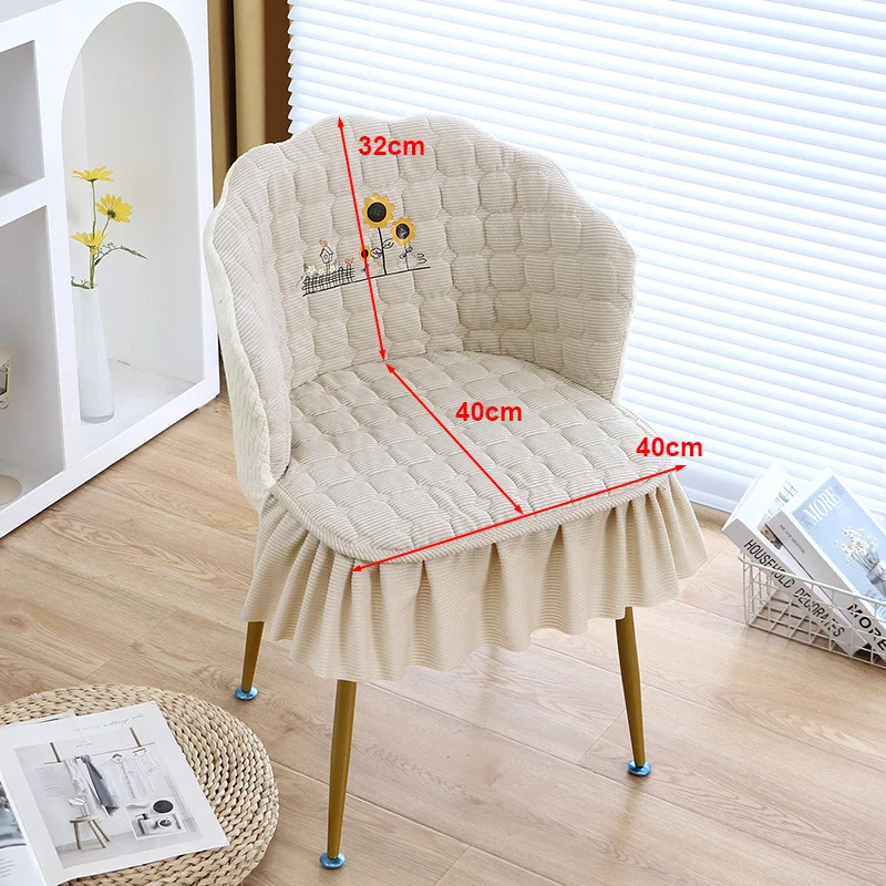 Thickened Quilted Sunflower Chair Cover 2Pcs Anti-Scratch Cosmetic Seat Covers for Home Comfort Armrest Petal Backrest Slipcover