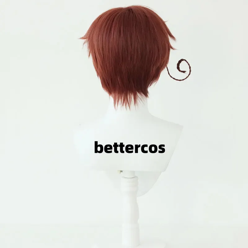 zz04zz12Axis Powers เฮตาเลียวิกผมอิตาลีตอนเหนือเฟลิเซียโน่ วาร์กาสสีแดงสีน้ำตาลคอสเพลย์วิกผมขนาดเล็กถักเปียที่ถอดออกได้