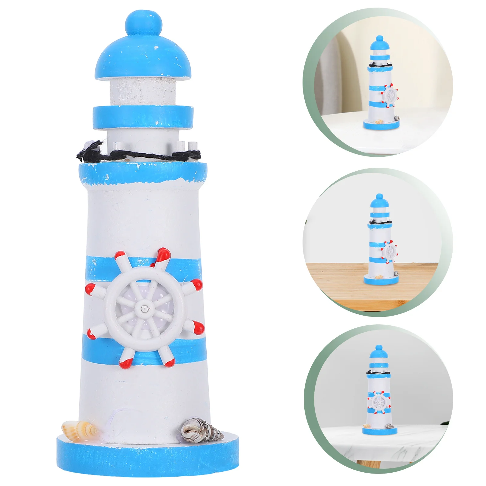 

Wooden Lighthouse Ornament Mediterranean Style Nautical Home Decor Tabletop Decoration For Office Bookshelf Living Room