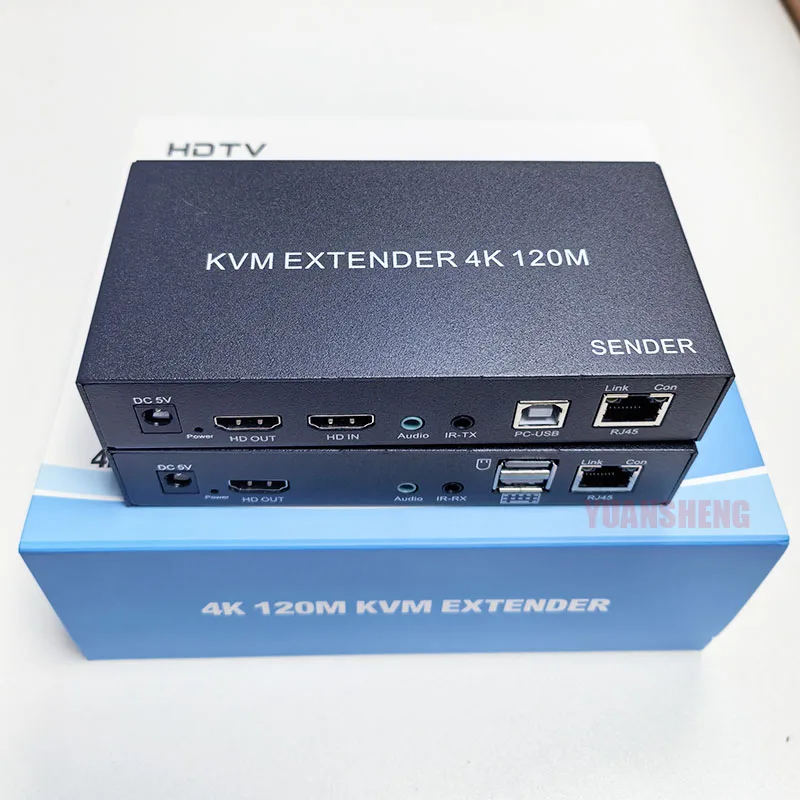 4k kvm 120m extensor hdmi-compatível rj45 cat6 hdmi kvm ethernet extensor kit de áudio sobre lan ethernet extensor para ps4 tv pc