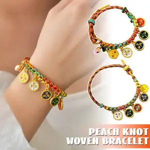 Tibetaner handwerkliches Armband mit Pfirsichknoten, Handchain -Stoff, Gott des Reichtums Armreifen, Seil ziehen verstellbar, Armbandketten 10 Hauptverkäufe Gott der Gesundheit - №10