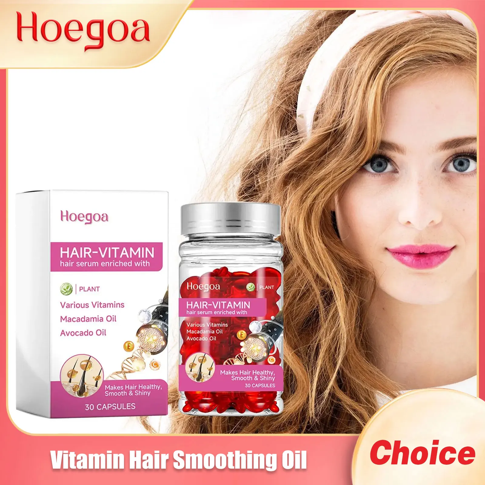 Vitamin Hair Smoothing Oil Capsule Repairing Damaged Frizzy Treatment Strengthen Nourishing Improve Dryness Hair Essential Serum