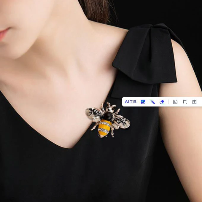 Zircon diamond studded pearl brooch cartoon cute bee brooch alloy drip oil women\'s pin accessories wholesale