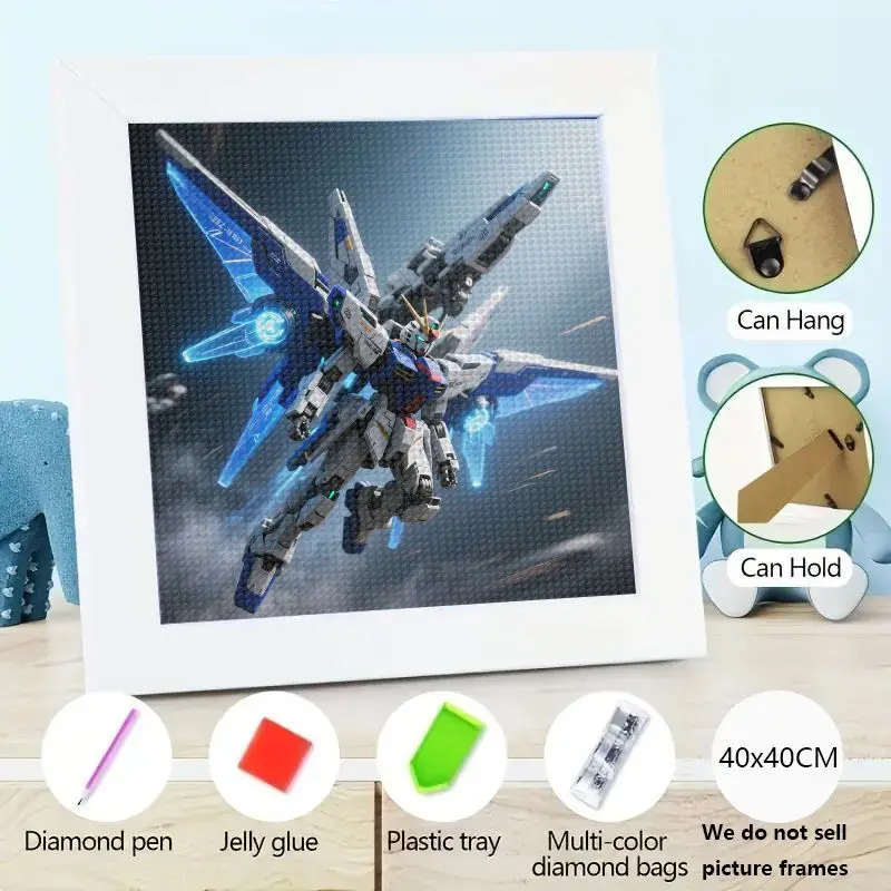 

1 шт. DIY 5D Full Drill Diamond Painting Kit, футуристический робот Gundam Mecha, аниме-воин, настенное искусство, домашний декор, подарок для рукоделия и хобби,