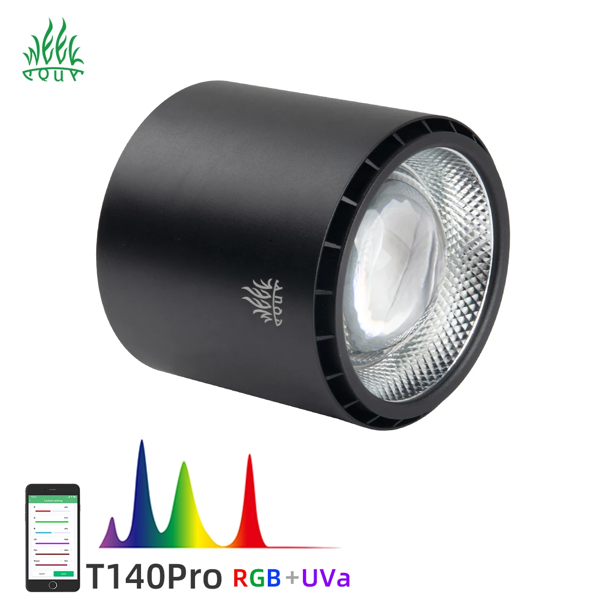 Week Aqua T140 Pro LED Aquarium Pendant Light 90W RGB UVA Full Spectrum Bluetooth App Control for Professional Aquascaping