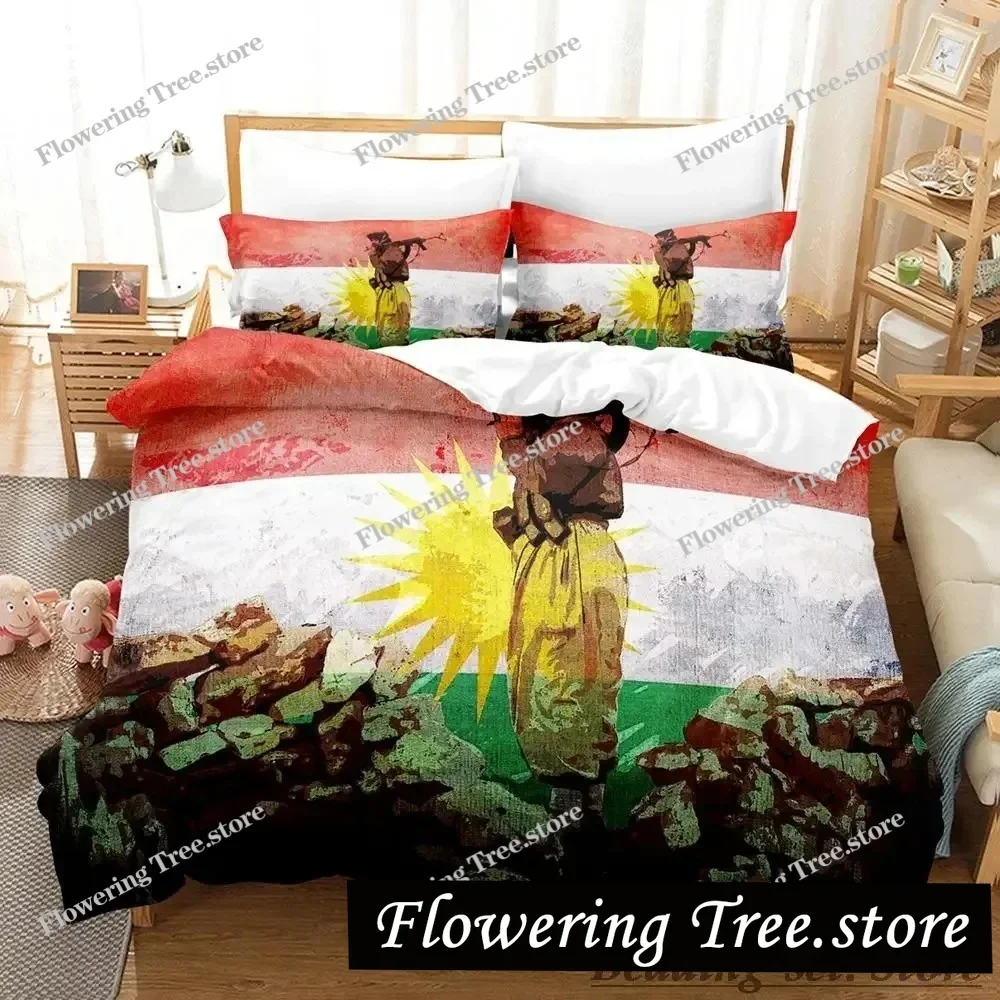 2025 Kurdistan Flag Bedding Set Single Twin Full Queen King Size Bed Set Adult Kid Bedroom Duvetcover Sets Parure De Lit Bed