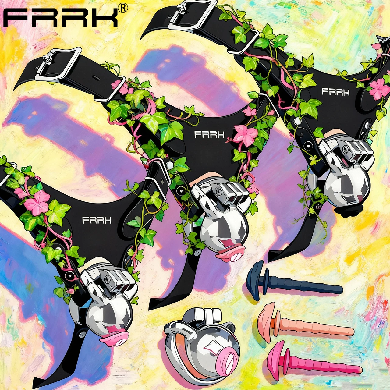 FRRK النيزك الفم الصغير السيسيس ذكر العفة قفص انفصال سيليكون قسطرة الإحليل الكبار BDSM حزام SM الجنس لعب للرجل #1