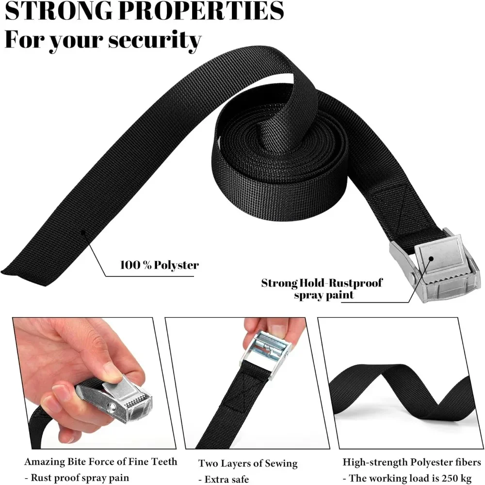 10pcs 2.5m Long Cable Ties and Securing Ropes, with A Load Capacity of 250kg, for Transporting Goods and Electric Bicycles.