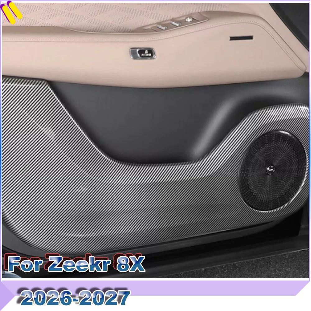 Door Anti‑Kick Panel Cover For Zeekr 8X 2026-2027 ABS Carbon Fiber Texture Door Protector  Anti‑Scratch Interior Modification