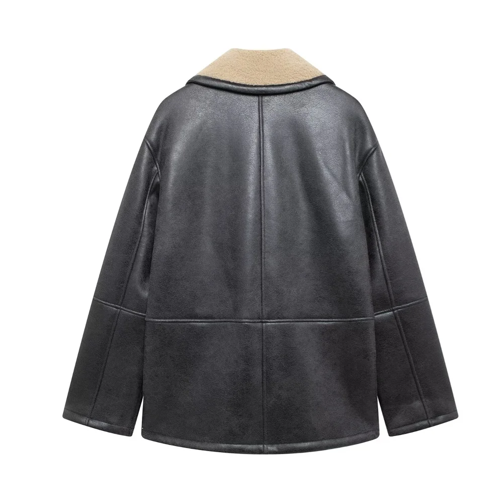 Autumn and Winter New Fashionable Casual Women's Clothing Flip Collar Double sided Double breasted Decorative Coat Coat