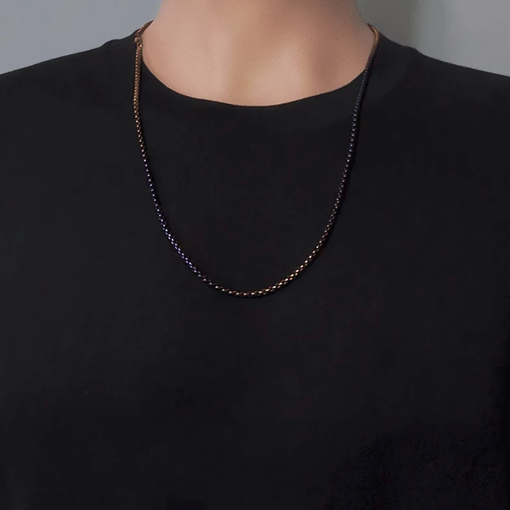 New Pure Titanium Box Chain Bracelet Necklace for Men Women Blue Gray Anti-Allergy Skin Friendly Square Rolo Chain Bracelets