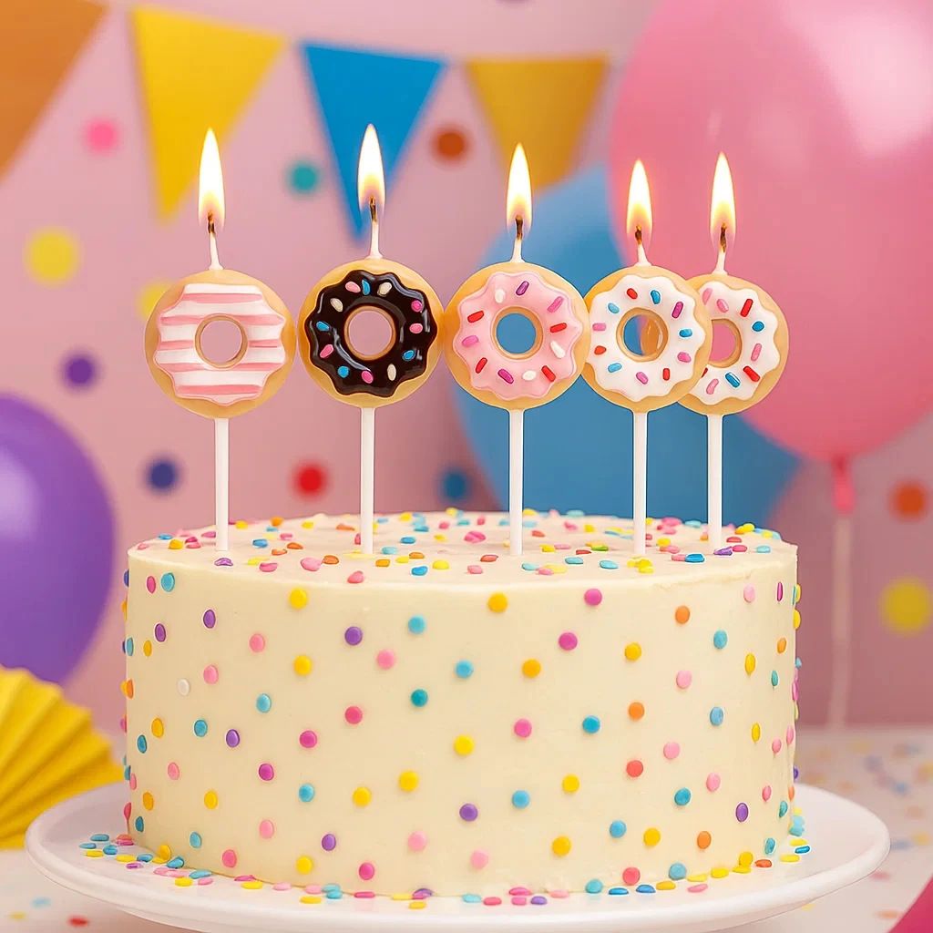 5PCS Cartoon Kuchen Kerzen heißer Verkauf Donuts alles Gute zum Geburtstag Kinder Party Dekorationen romantische Valentinstag Geschenke – Detail 1