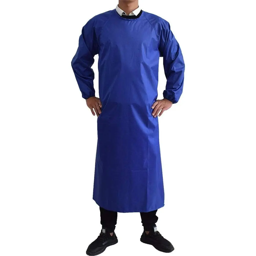 

Waterproo Aprons with Long Sleeves, Ccal Resistant Aprons or men MD008Blue