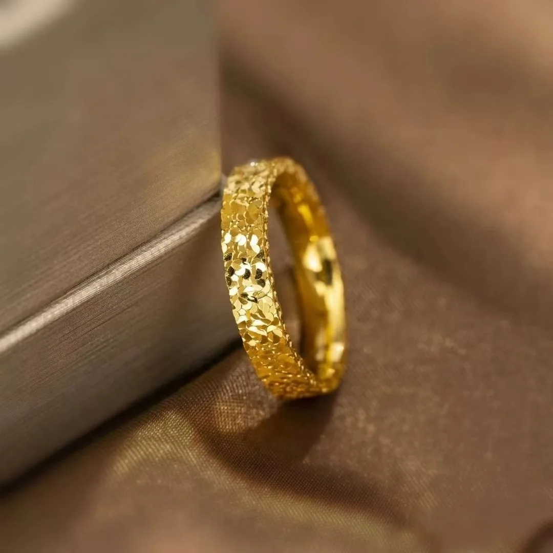 Stainless Steel 4mm Broken Ice Ring for Women 5 6 7 8 9 10 Gold Color Bling Wedding Band Finger Jewelry Gifts for Girlfriend