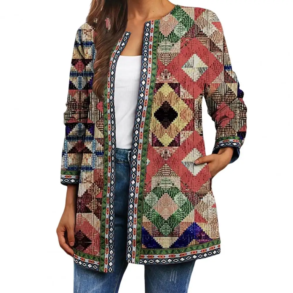 Overcoat for Women Butterfly Print Retro Loose Ethnic Colorful Vintage Cardigan Coat Spring Autumn Jacket