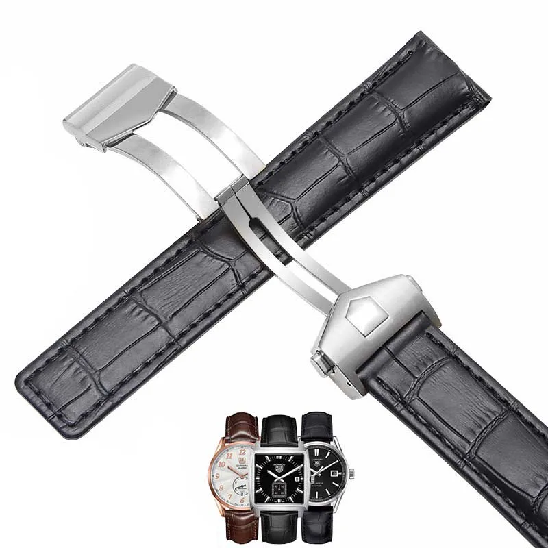 

Cowhide strap bracelet 19mm 20mm 22m For Tag heuer watchband men wristwatches band accessories fold buckle cowhide watch straps