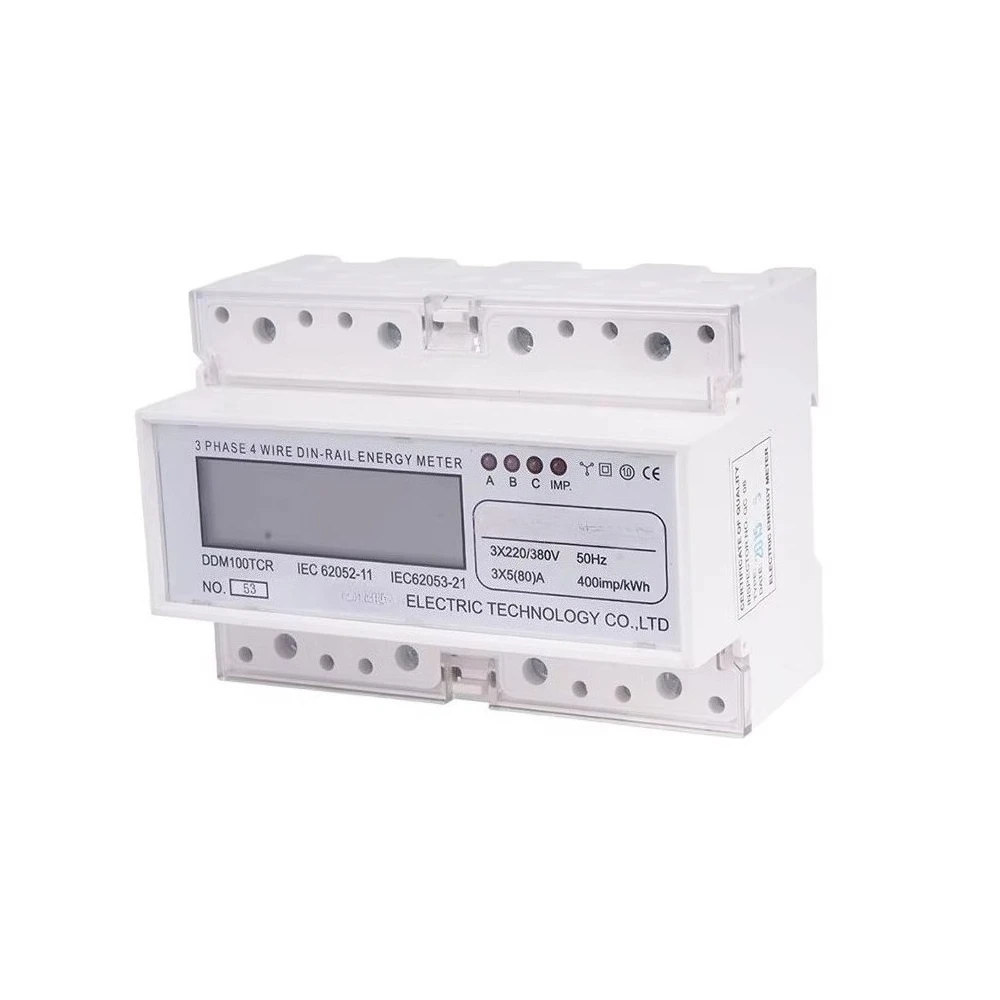 

DDM100TC Three Phase Energy Meter Bi-directional Meter with Rs485 Modbus Communication Import and Export Solar Panel Home Use