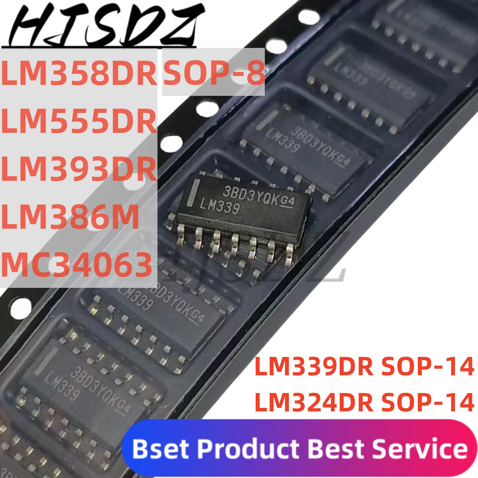 50 Piezas LM358DR LM358 SOP LM358DT LM358DR2G LM393DR NE555DR  LM339DR  LM324DR MC34063A  LM386M