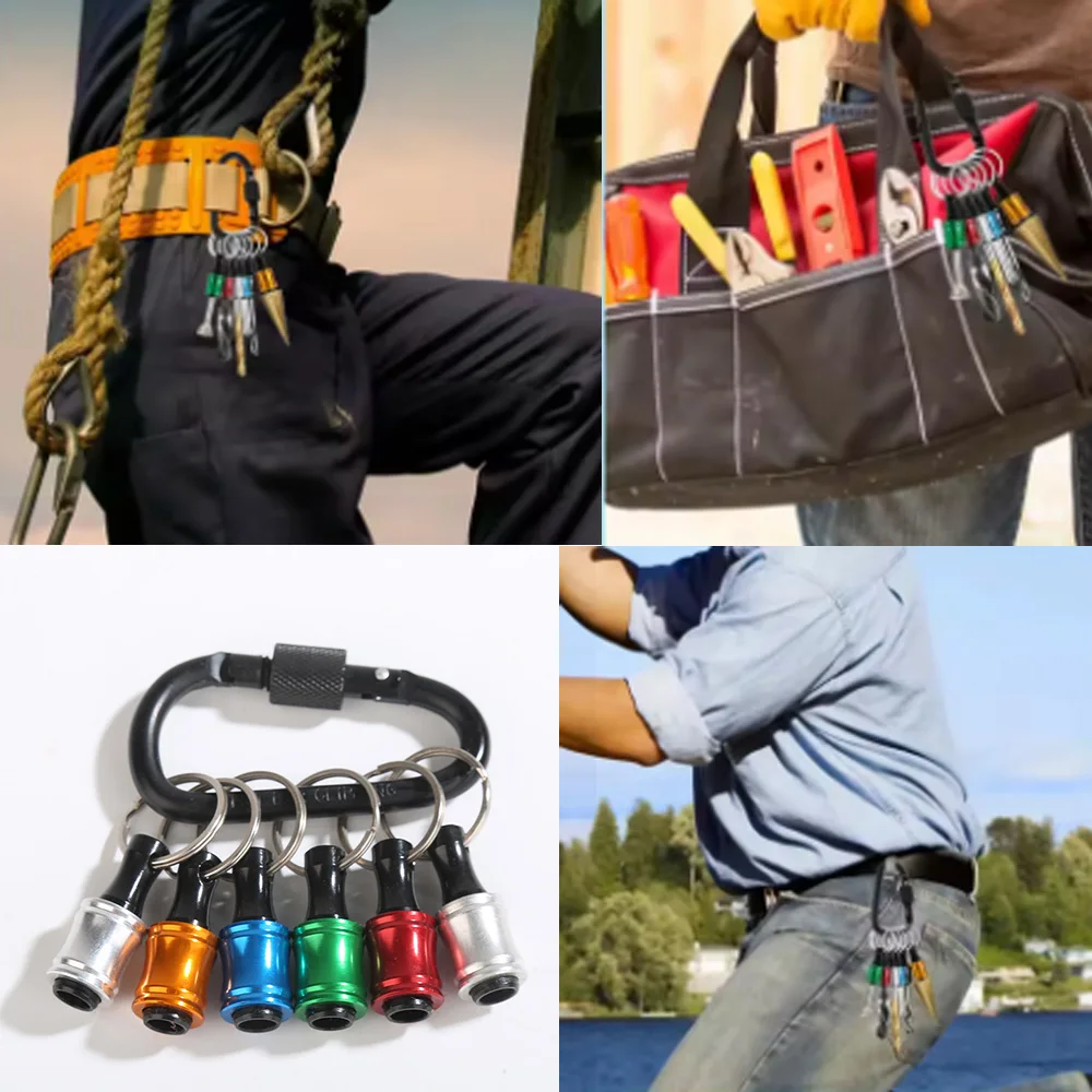 푸시 투 언락, 6개/세트 1/4 육각 샹크 알루미늄 합금 드라이버 비트 홀더 경량 퀵 체인지 익스텐션 바